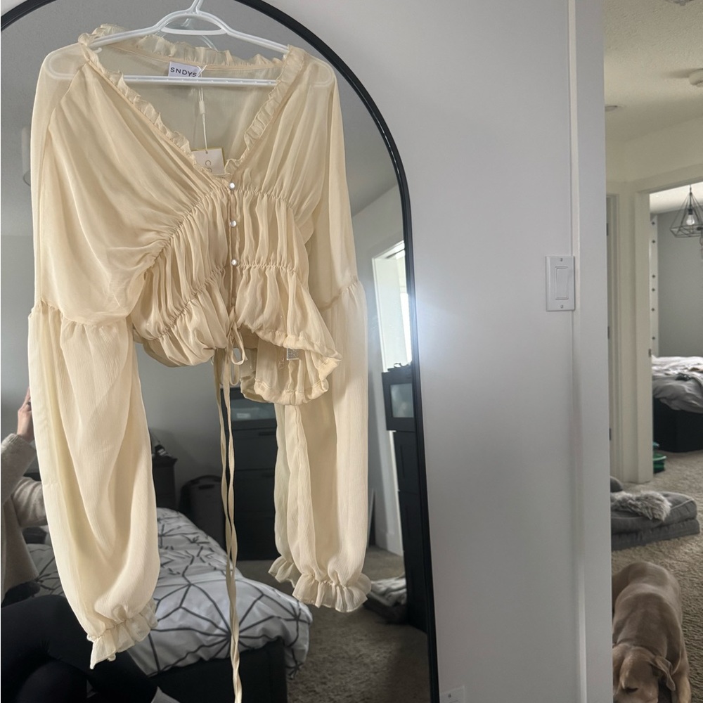 Chic Cream Ruffled Blouse